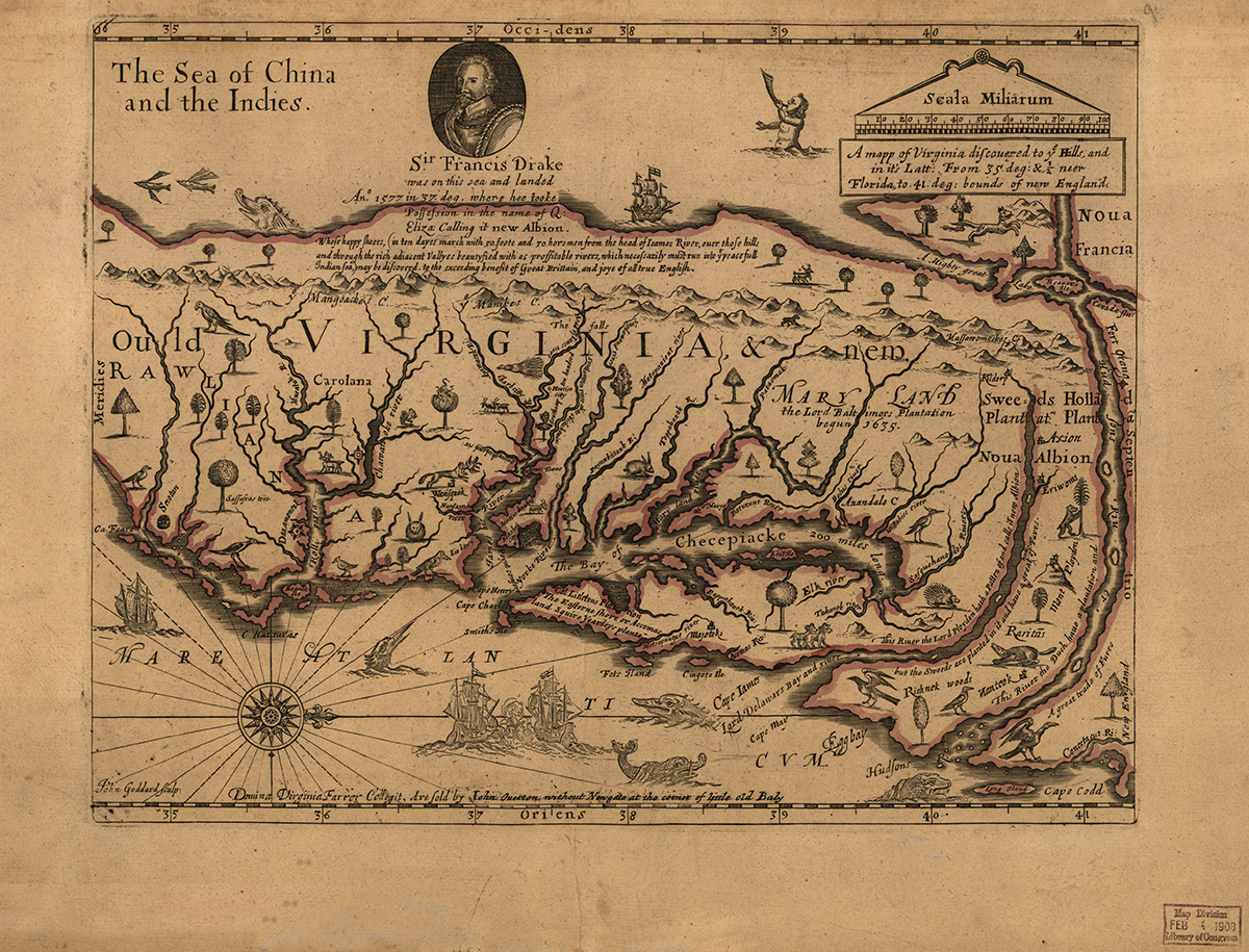 Image of a historic map of Virginia