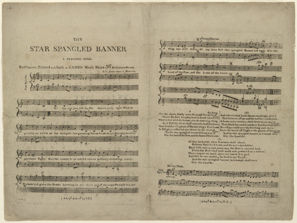 Image of sheet music of teh Star Spangled Banner