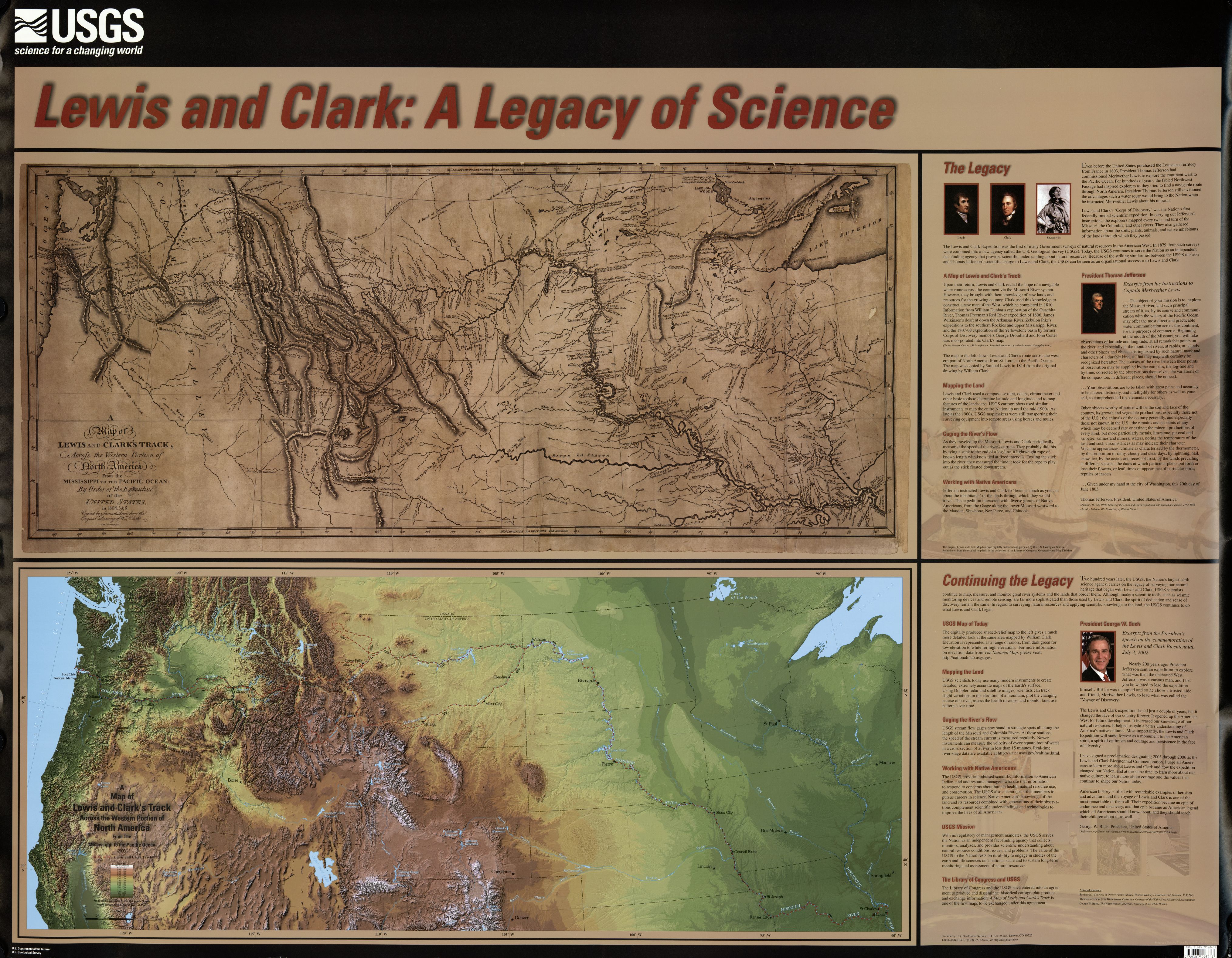 Map of the Lewis and Clark expedition compared with map from the United States Geologic Survey.
